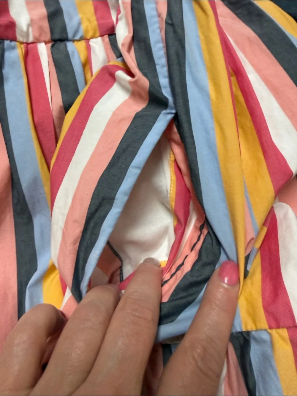 J. Crew Multi-Stripe Tiered Long-Sleeve Dress in Pink, Yellow, Blue, Gray